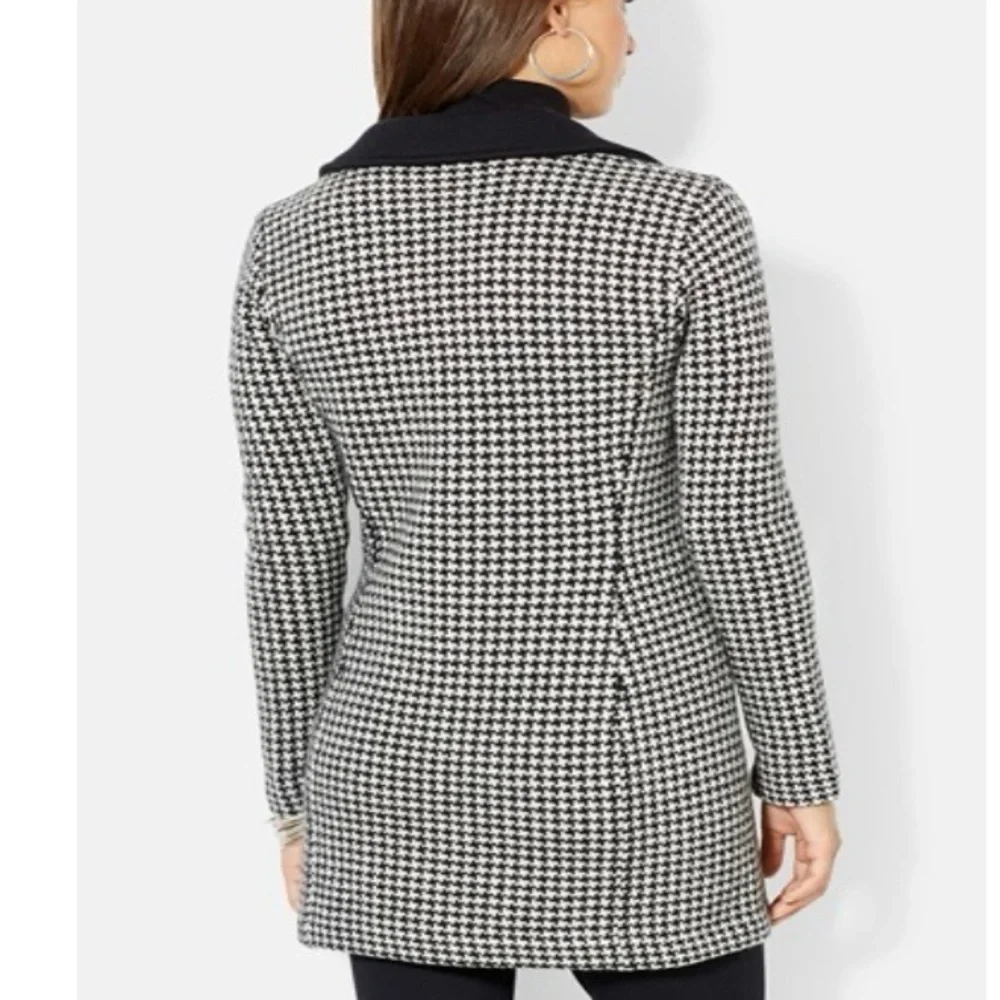 Lauren Ralph Lauren Houndstooth equestrian Wool Peacoat XL Fits S/M Black White - Picture 2 of 10